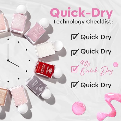 modelones Jelly Nude Nail Polish, 15 ml Jelly Natural Pink Translucent Color Quick Dry Nail Lacquer Strengthener Long Last Shine Fingernail Toe Nail Art DIY Home Travel Manicure Gift for Women Girls