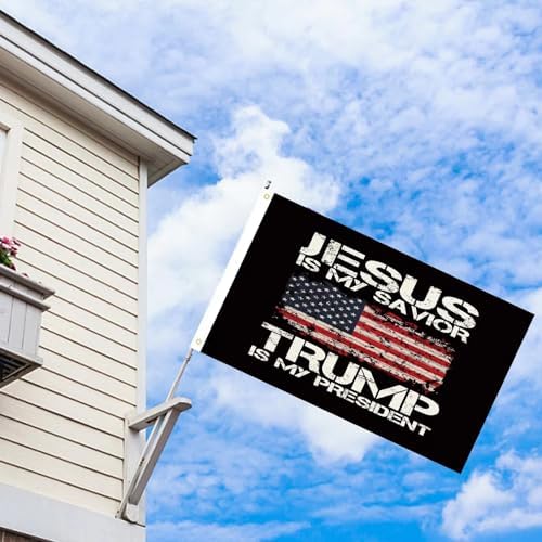 WENWELL Jesus is My Savior Trump is My President Flag 3x5 Ft Double Sided,Durable,Fade-Resistant,Indoor/Outdoor