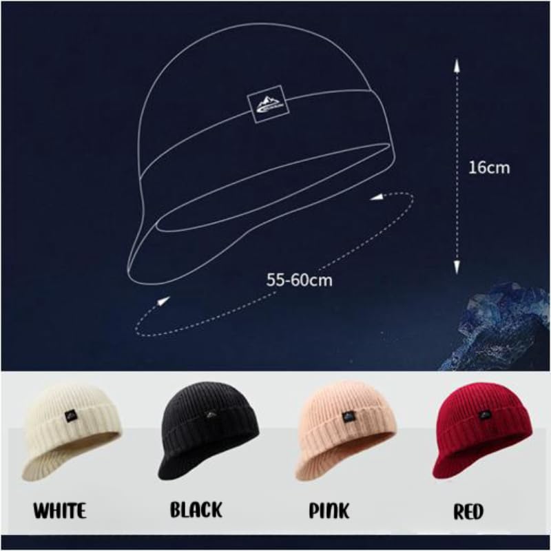Winter Hats for Men Women - Thick Warm Stylish Knit Beanie Hat, Soft Stretch Cute Womens Winter Hats with Visor Pink