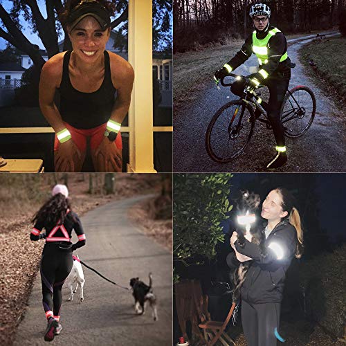 Reflective Bands for Arm, Wrist, Ankle, Leg. Reflector Bands. High Visibility Reflective Running Gear for Women and Men Cycling Walking Bike (Green - 10 Bands)