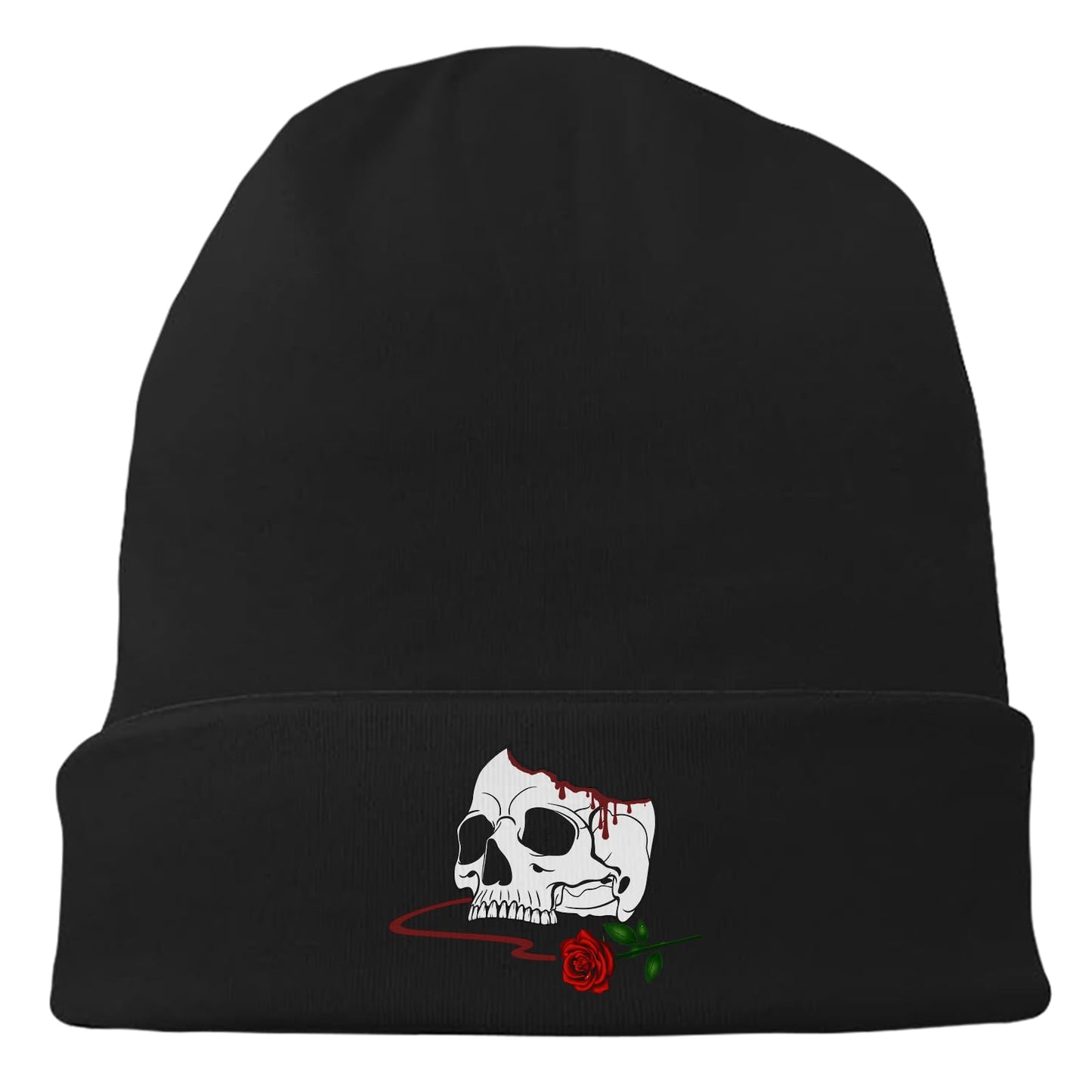 Tijeyi Horror Skull Rose Hat Fashion Reaper Grim Beanies for Men Cool Men's Horror Beanie Caps Halloween Hat for Women Guys Teens Boys Graphic Warm Winter Hat