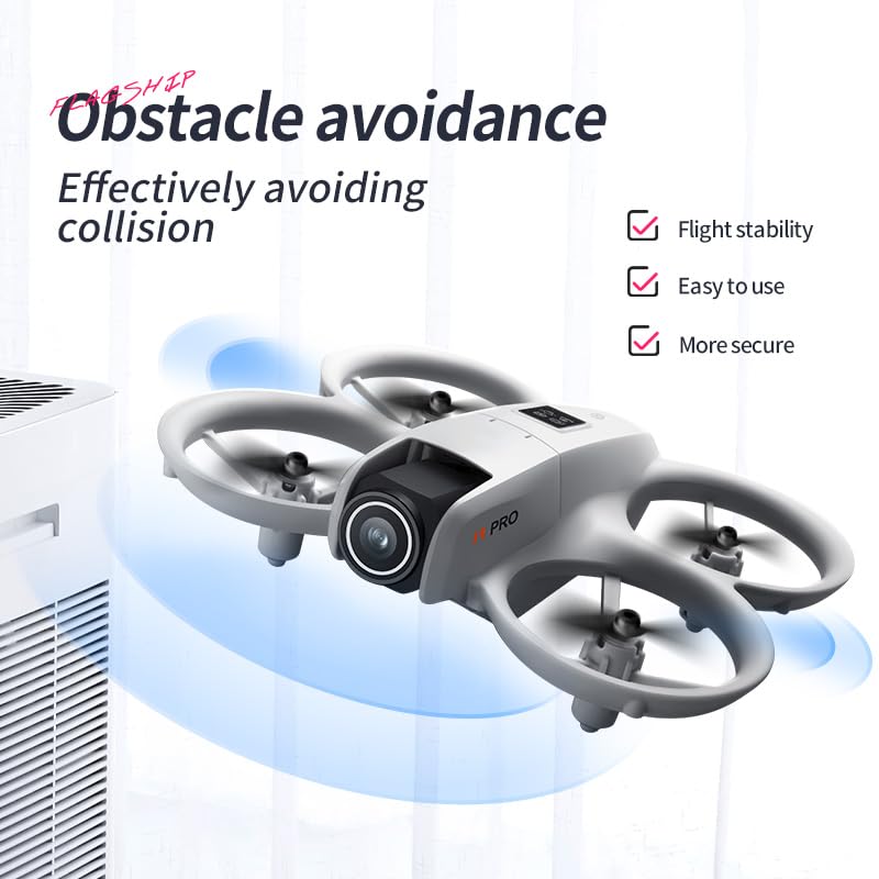 Drone with HD Camera for Adults, 360° Rolling Intelligent Obstacle Avoidance One-Key Takeoff/Landing, Headless Mode 2 Batteries Remote Control Drone Portable Mini Aircraft Gifts for Beginners Teens