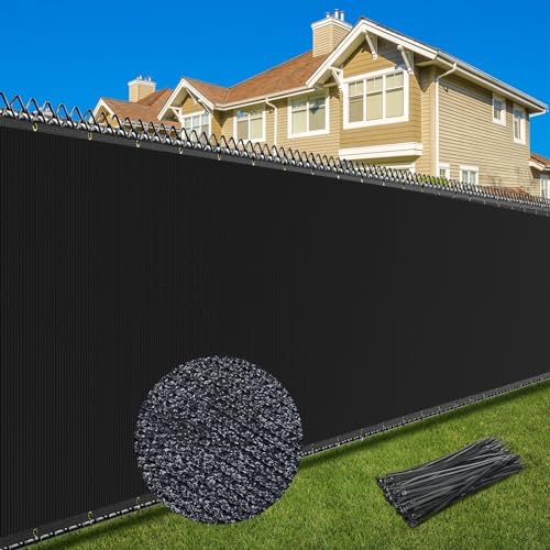 6X50FT Privacy Screen Fence, Heavy Duty Fencing Shade Cover, 170GSM 90% Blockage Mesh Shade Net for Wall Garden Yard Backyard (6 ft X 50 ft, Black)