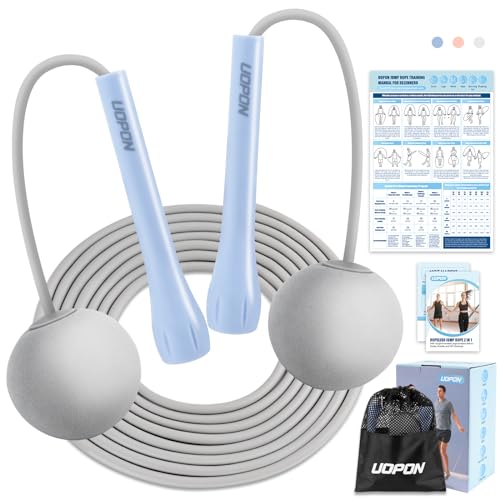 Jump Rope for Fitness, Lightweight PVC Skipping Rope for Men Women Adults Exercise with ABS Handles & Training Poster, Adjustable Tangle-Free Workout Speed Jump Rope for Home, Gym and Outdoor