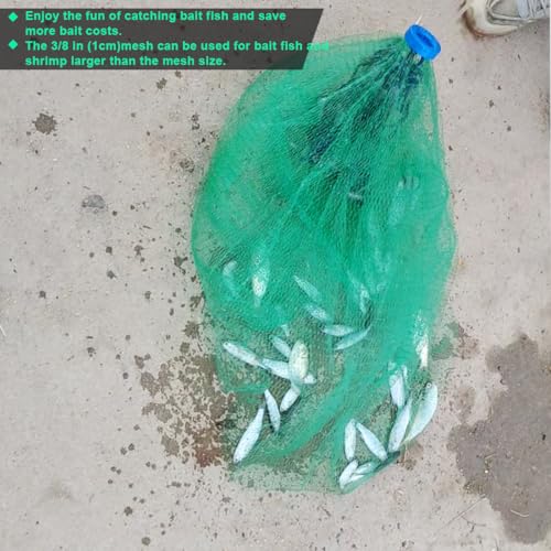 Drasry Saltwater American Fishing Cast Net 3/8inch Mesh Size for Bait Shrimp Trap Fish Heavy Duty Sinkers Throw Net 3FT to 12FT Radius 3FT Radius