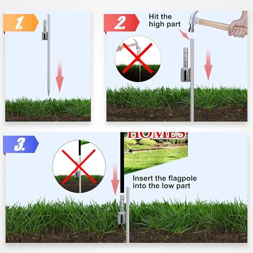 Anley 19.5-inch Ground Stake - Stainless Steel Spike with Sleeve Bearing - Fits Flutter Banner Flag Poles with a 0.65" Inner Diameter - Feather Flagpole and Flag not Included, Stake Only