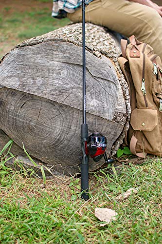 Zebco 404 Spincast Reel and Fishing Rod Combo, 6-Foot 2-Piece Fishing Pole, Size 40 Reel, Right-Hand Retrieve, Pre-Spooled with 15-Pound Zebco Line, Black/Red