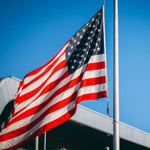 Bradford Embroidered 420D American Flag 3x5 ft Outdoor, Heavy Duty US USA Flags Thicker Nylon Material with 2 Brass Grommets, America Flag for All Weather Outside Longest Lasting