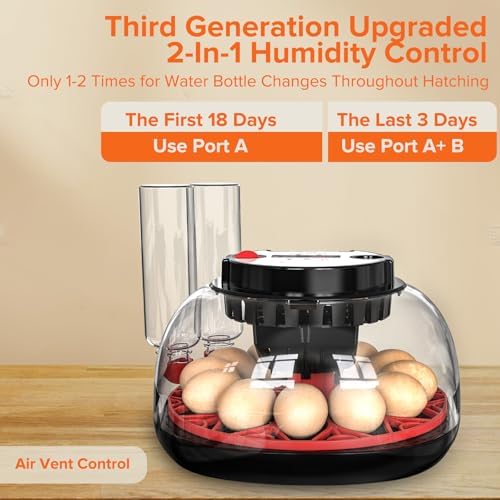Incubator with Automatic Egg Turning and Humidity Control, Incubators for Hatching Eggs, Chicken, Ducks, Goose, Pigeon, Quail, Parrot Incubator for Farm, Lab, Science Classroom, Home