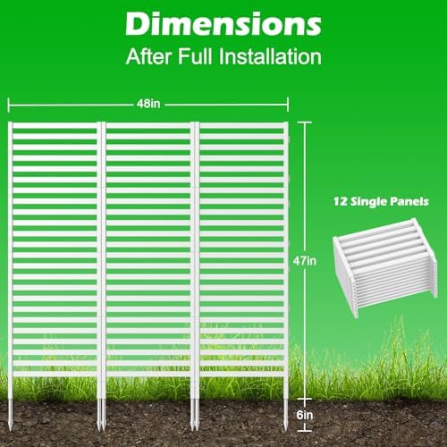 OUSHENG 47in H x 48in W Air Conditioner Fence Privacy Screen, Pool Equipment Enclosure Trash Garbage Can Hider Outdoor for AC Outside Units Garden Balcony Patio, White