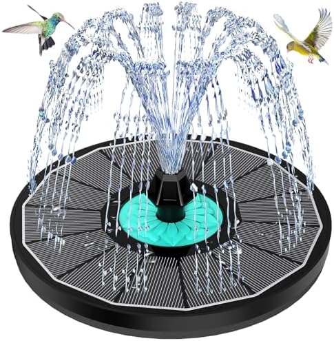 Solar Fountain Cyan Flower, Upgrade 3.5W Solar Bird Bath Fountains, Solar Powered Water Fountain with 7 Nozzles, 4 Fixed Pipes for Hummingbirds, Bird Bath, Garden, Pool, and Pond