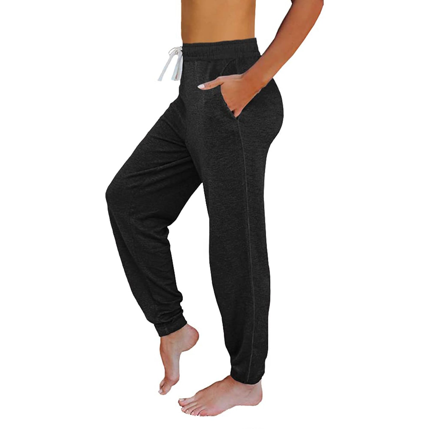 Women Baggy Sweatpants with Pockets Lounge Womens Pajams Pants Female Trouser Running Britches Joggers Fall Clothes Outfits Black