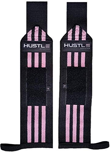 Hustle Athletics Wrist Wraps - Best Weightlifting Support (Professional Competition Grade Wrap) - Brace Your Wrists to Push Heavy, Avoid Injury & Improve Your Workout - for Men & Women