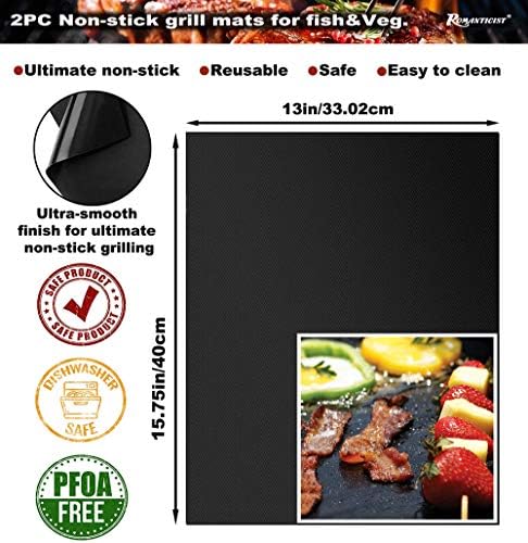 ROMANTICIST 23pc Must-Have BBQ Grill Accessories Set with Thermometer in Case - Stainless Steel Barbecue Tool Set with 2 Grill Mats for Backyard Outdoor Camping - Father's Day Best Barbecue Gift