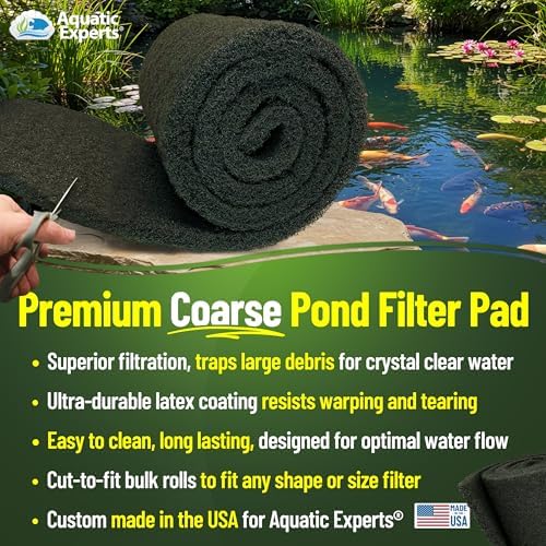 Aquatic Experts Classic Koi Pond Filter Pad COARSE – Bulk Roll Pond Filter Media, Rigid Ultra-Durable Latex Coated Fish Pond Filter Material US (12" x 72", Coarse (Black))