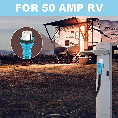 CircleCord UL Listed 50 Amp 25 Feet RV/Generator Cord with Locking Connector, Heavy Duty 6/3+8/1 Gauge STW Wire, 14-50P Male and SS2-50R Twist Locking Female for RV Camper and Generator to House