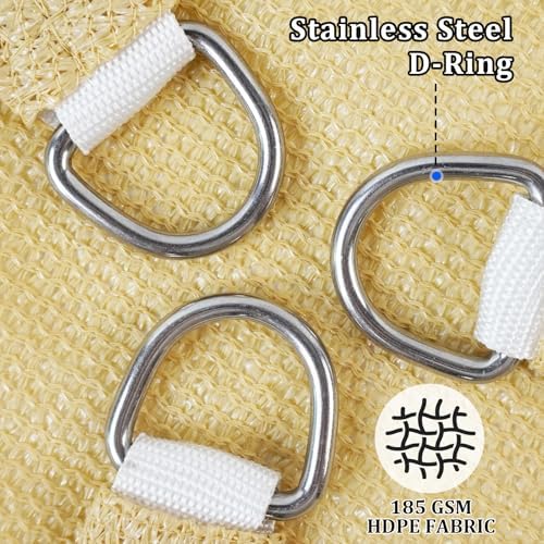 Shade&Beyond Rectangle Sun Shade Sail 12'X16' Permeable Canopy Sand for Patio Garden Yard Deck Pergola (We Make Custom Size)