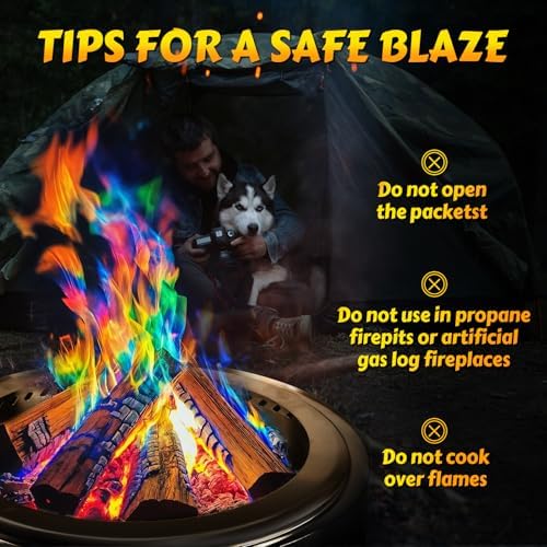 HGD (30 Pack) Magic Campfire Fire Color Changing Packets for Fire Pit, Indoor/Outdoor Fireplace, Bonfire - Rainbow Magical Flame, Camping Accessory, Compatible with Wood