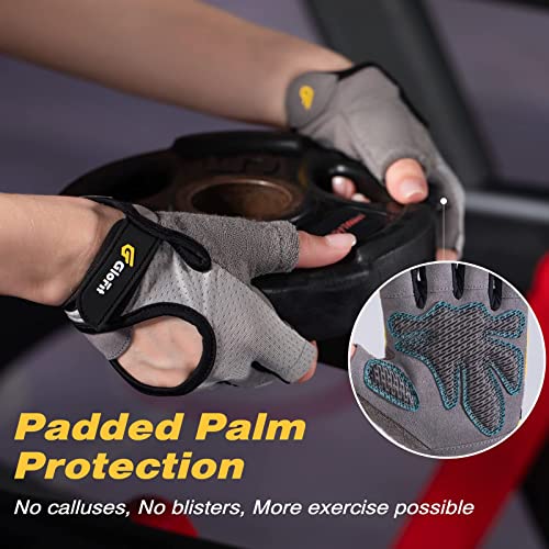 Glofit Workout Gloves for Women and Men, Weight Lifting Gloves Anti-Slip Padded Palm, Light Weight Fingerless Powerlifting Fingerless Gym Gloves for Exercise, Fitness, Training, Cycling