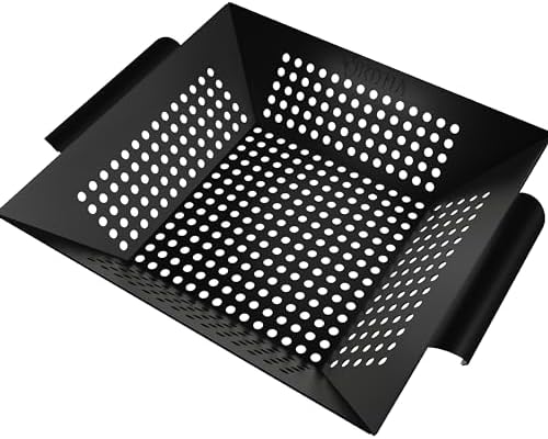Kona Extra Large Grill Basket for Veggies - Premium Nonstick Grilling Basket/Grill Net - Essential Grilling Accessories For Outdoor Grill & BBQ, 14x13x4 Inches