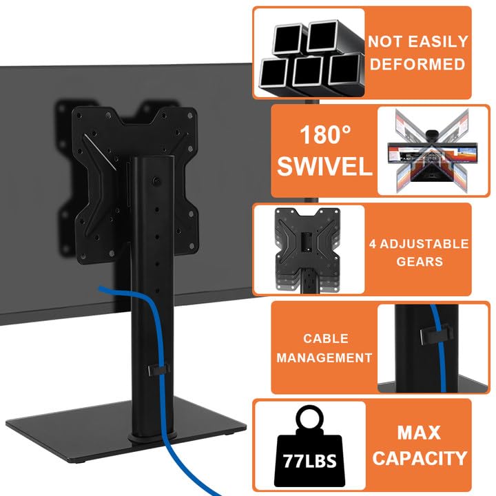 KKTONER Universal TV Stand Base for 13 inch to 43 inch LED TV Table Top TV Mount Stand with Swivel Height Adjustable Hold up 77LBs