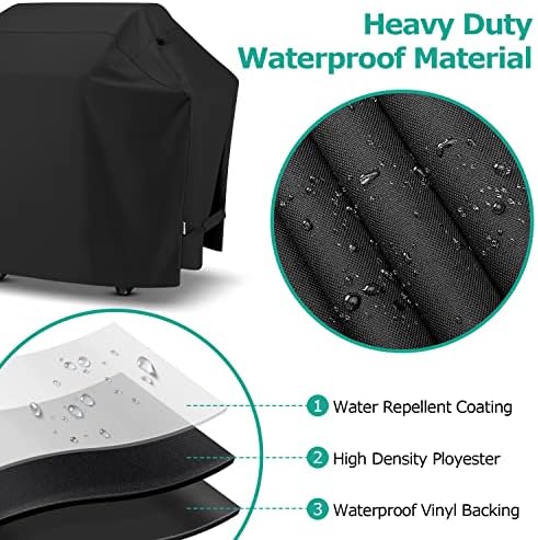 SunPatio Barbecue Grill Cover 65 Inch, Outdoor Heavy Duty Waterproof Charcoal Gas Grill Cover, Fade Resistant, All Weather Protection Compatible for Weber Charbroil Nexgrill and More, Black