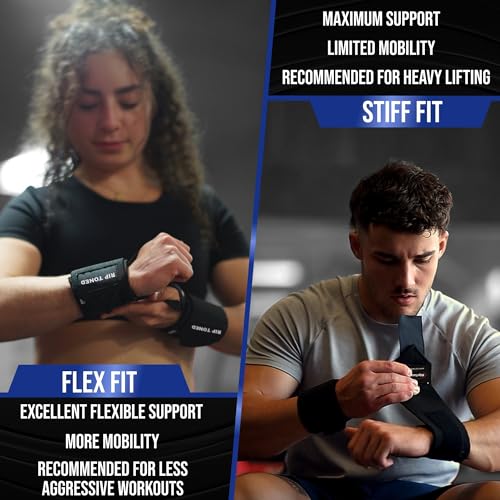 Rip Toned 18” Wrist Wraps - Wrist Straps for Weightlifting - Lift Better, Protect Wrist Pain - Adjustable, Durable, Machine Washable - Wrist Brace for Weightlifting - USPA Endorsed for Men & Women