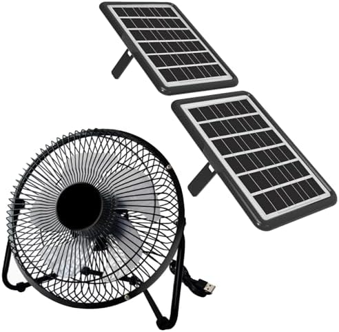 8 Inch Solar Fan with 2pcs Solar Panels 25W, Cloudy Days Working Solar Powered Fan for Ventilation and Cooling in Greenhouse, Pet House, Chicken Coop, Garage, Camping, Install-free