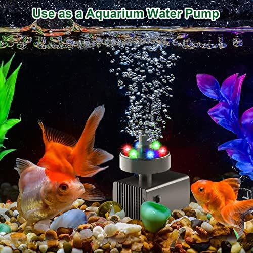 24-Hours Working Bird Bath Fountains Electric, Adjustable Quiet Water Fountain Pump with LED Lights for Garden,Small Fish Tank, Pond,Water Features - 7 Nozzles,16.4Ft Power Cord