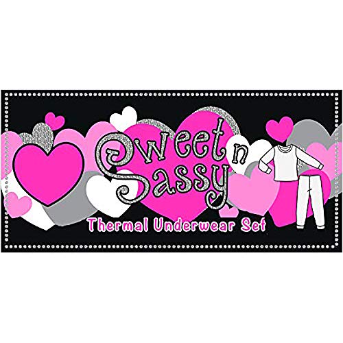 Sweet & Sassy Girls' 2-Piece Thermal Warm Underwear Top and Pant Set, Size 10-12, White