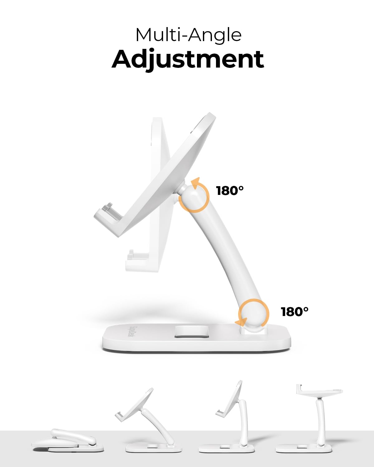 SupeDesk Foldable Phone Stand, Adjustable Cell Phone Holder, with Anti-Slip Strips, Portable Phone Stand for iPhone, Samsung, All Smartphones, White