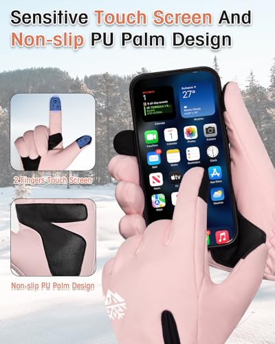 RIGWARL Winter Thermal Gloves Men and Women, Waterproof Gloves with Touchscreen Fingers, Gloves for Cold Weather with Adjustable Zippered Wrist for Walking The Dog Running Hiking Camping Cycling Work