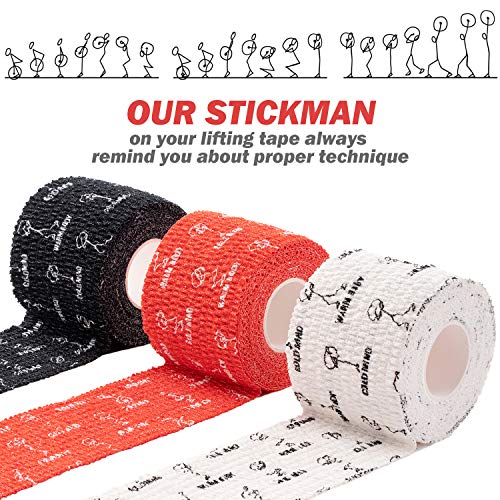 WARM BODY COLD MIND 2" Premium Lifting Thumb Tape for Weightlifting - Hook Grip for Powerlifting, Strength/Cross Training, Deadlift, Weight Lifting, Athletic Finger Wrap (Black 3 Rolls)