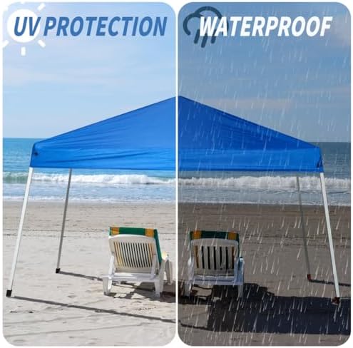 Canopy Replacement Top Only, Waterproof Pop-Up Canopy Tent Top Cover with Ropes, Instant Canopy Top Sunshade Silver Coated for Outdoor Garden Patio Camping (Royal Blue, 8x8FT)