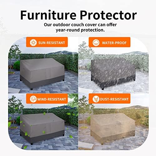 Easy-Going Outdoor Couch Cover - Heavy Duty 3-Seater Patio Sofa Cover - Windproof, Durable (70Wx38Dx35H inch, Gray/Dark Gray)