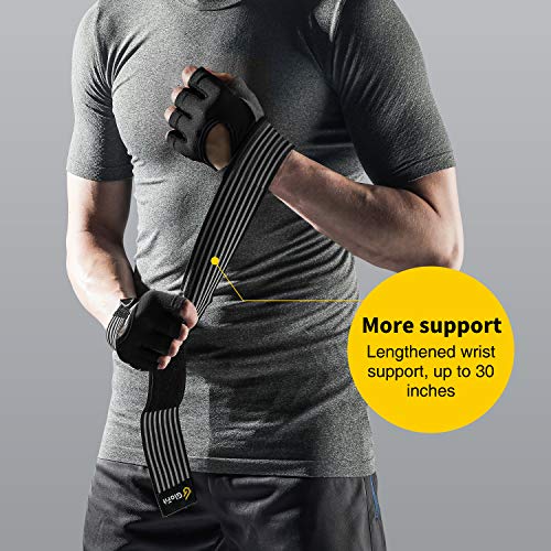 Glofit Workout Gloves with Wrist Wrap Support for Men & Women, Weight Lifting Gloves with Cuved Open Back Fingerless for Cycling, Gym, Training, Crossfit (Small, Black)