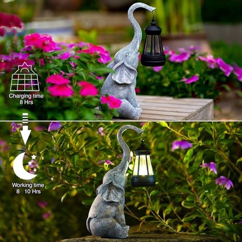 Goodeco Elephant Statue for Garden Decor with Gift Appeal - Ideal Gifts for Women, Mom or Birthdays, Beautifully Crafted Outdoor & Home Decor to Wow Your Guests (11" Elephant)