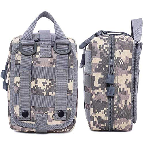 Molle First Aid Pouch Empty, Rip Away Medical Pouch, Molle Ifak Pouch, ACU Tactical EMT Pouches Bag Only for Hiking Camping