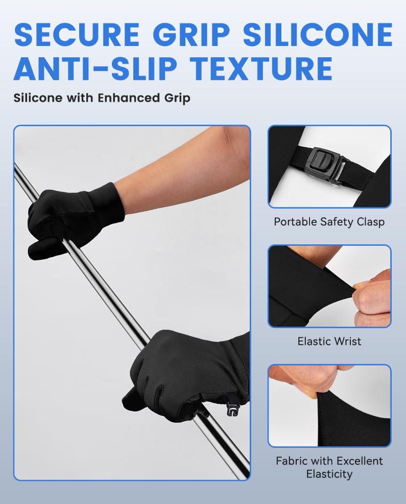 AsbaSweet Running Gloves, Warm Gloves Touch Screen Winter Lightweight Windproof Gloves for Cycling, Biking, Sports - Non-Slip, Elastic Cuff - Gloves for Women Men Cold Weather (Black, Small)