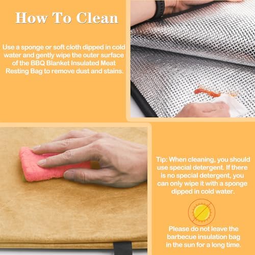 BBQ Blanket for Resting Meat, Reusable Insulated Meat Resting Bag, Smoker Meat Resting Blanket With Wide Mouth for Large Brisket/Pork Shoulders/Turkeys, BBQ Gifts for Men Dad Husband(BBQ Blanket 21in)