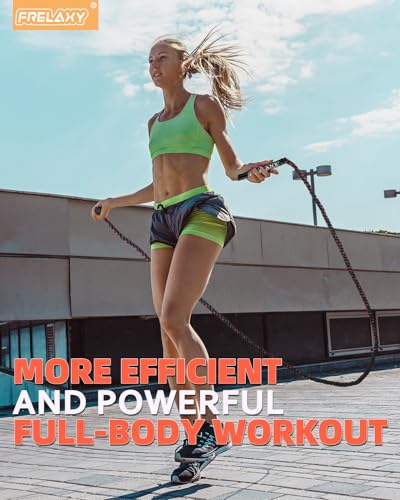 Frelaxy Jump Rope 1LB, Weighted Jump Rope for beginners, Heavy Jump Ropes for Fitness, Total Body Workouts, Weight Loss, Strength Training, Compact Skipping Rope for Home Gym Workout Equipment (Black)
