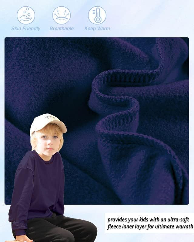 JIAHONG Kids Crewneck Sweatshirts Fleece Soft Sweatshirt Long Sleeve Pullover Winter Boys or Girls 3-12 Years Navy XS