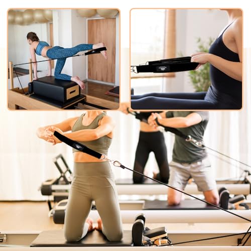 Lights Mountain 1 Pair Pilates Double Loop Straps for Reformer, Fitness D-Ring Straps Handle, Yoga Exercise Accessories for Home Gym Workout