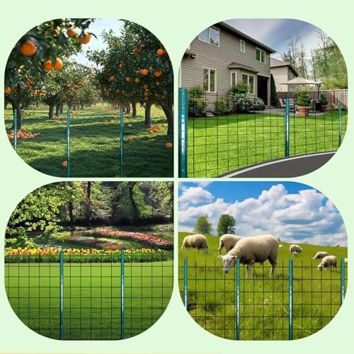 ARIFARO Fence Posts 3 Feet Sturdy Duty Metal Fencing Poles, Pack of 16, No Dig Garden U Post for Wire Fencing Steel Post for Yard, Outdoor Wire