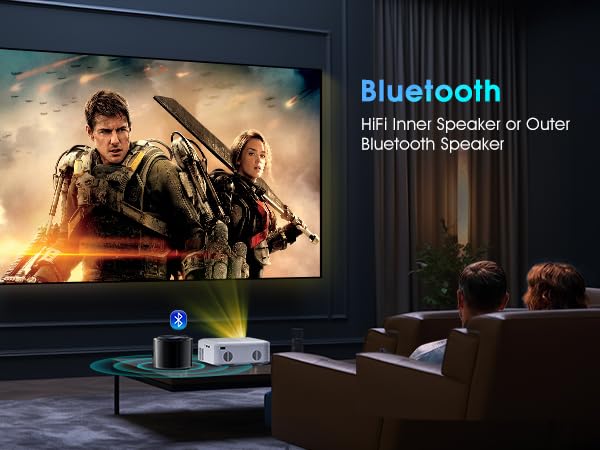 Mini Projector,4K Projector for Bedroom (Phone HDMI Cable And Stand Included),,200-Inch Large Screen, Compatible With Smartphones/TV Sticks/PS5/Laptops/PC/HDMI/USB, Indoor and Outdoor use