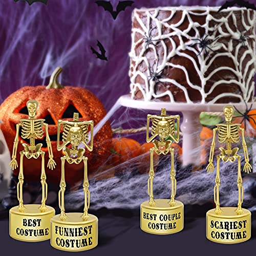 ORIENTAL CHERRY Halloween Party Supplies - Golden Best Costume Skeleton Trophies for Kids Adults Contest Awards Prizes - 4 Pack