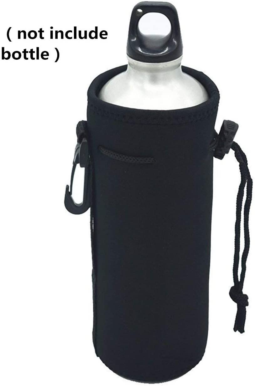 Water Bottle Sleeve, Protable Neoprene Insulated Water Bottle Cooler Cooler Carrier Cover Sleeve Tote Bag Pouch Holder Strap for Kid Children Women MEN Biker (BLACK 2 PACK)