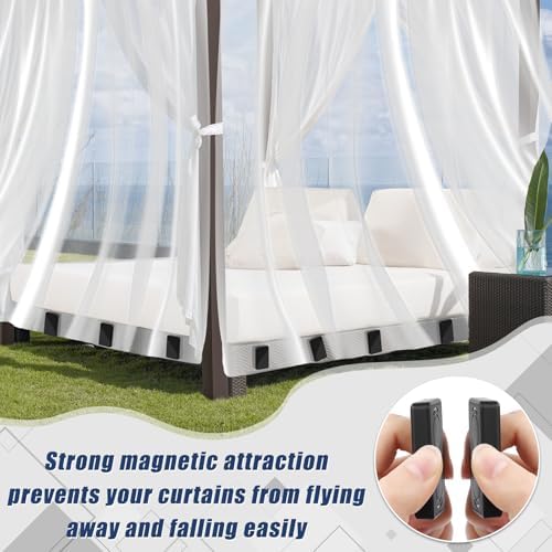 18 Pcs Outdoor Curtain Weights, Plastic Wrapped Magnetic Drapery Weights, Waterproof Heavy Duty Curtain Magnets for Heavy Wind Outside, Shower Curtain, Tablecloth, Flag (Black)
