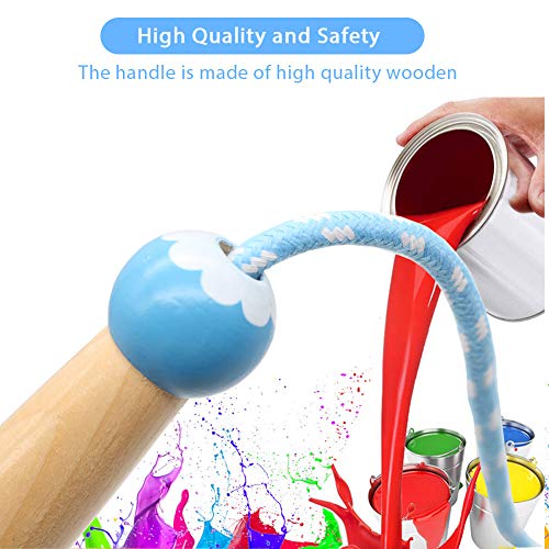 Jump Rope Kids, 7ft Adjustable Cotton Skipping Rope with Wooden Handle for Boys and Girls Fitness Outdoor Exercise(Blue)