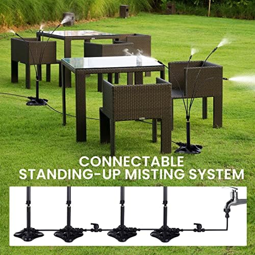 Standing Misters for Outside Patio: Portable Misting System for Cooling Outdoor - 26.5Ft Stand Misting Line with 31.5 Inch Height Water Mister for Yard Garden BBQ Party Pool Water Playing Sprinklers
